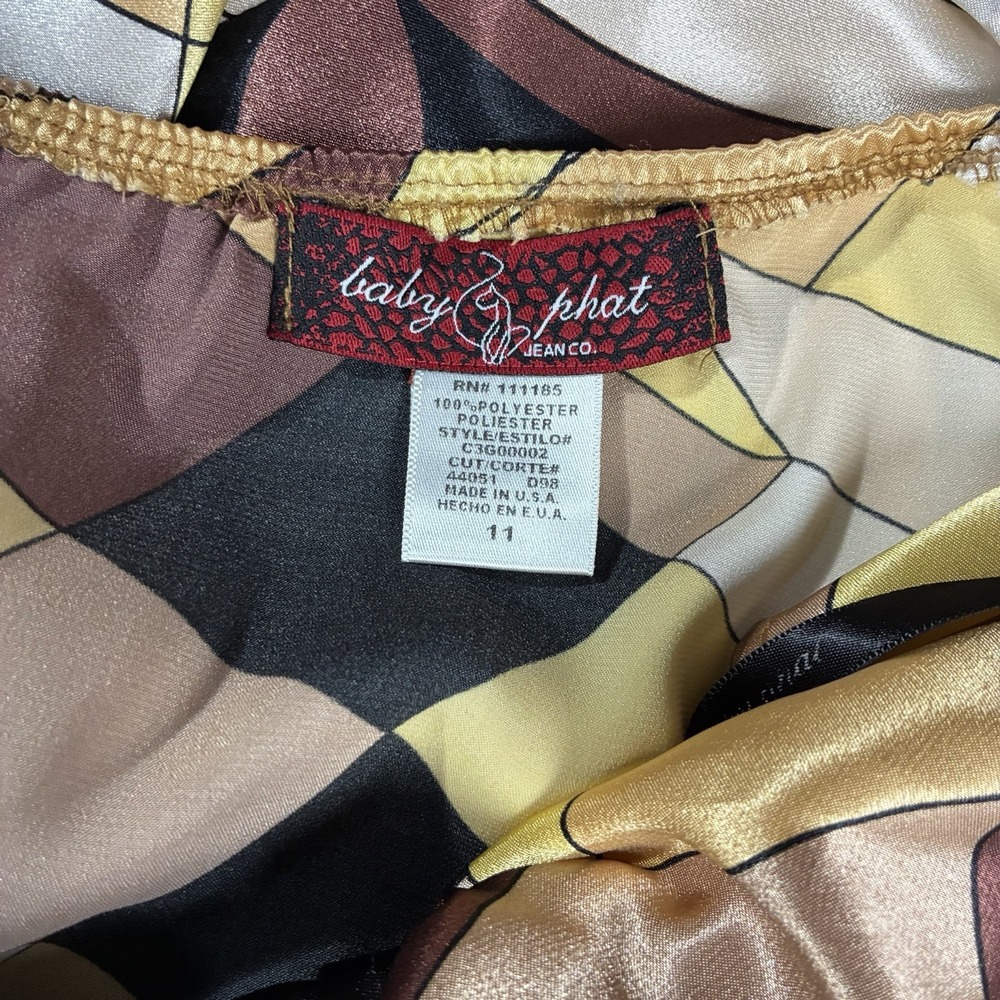 VTG Y2K Baby Phat Babydoll Halter Maxi Dress Juniors 11 Psychedelic 70s Revival - Picture 4 of 16